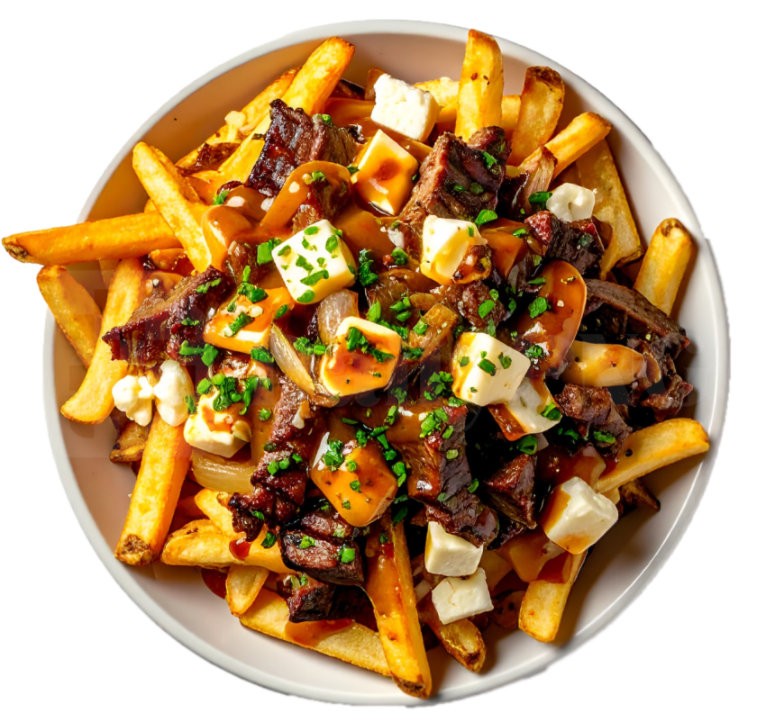 Beef Poutine Top View PNG
