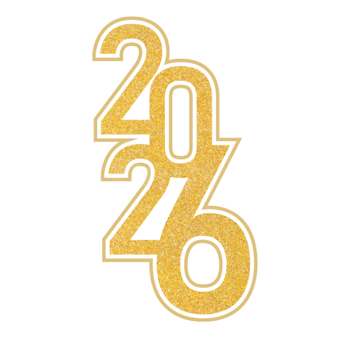 2026 Gold Glitter Outline PNG Transparant