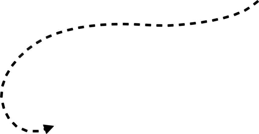 Curved Black Dashed Arrow PNG Transparent
