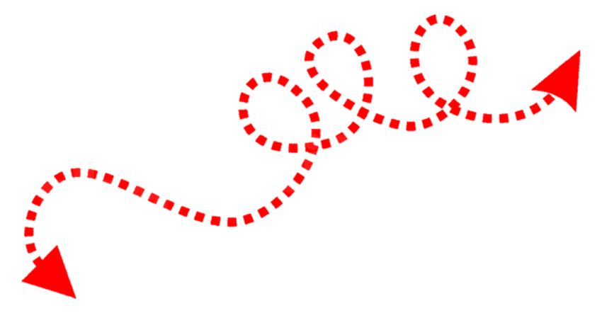 Red Dashed Curved Two-Way Arrow PNG HD