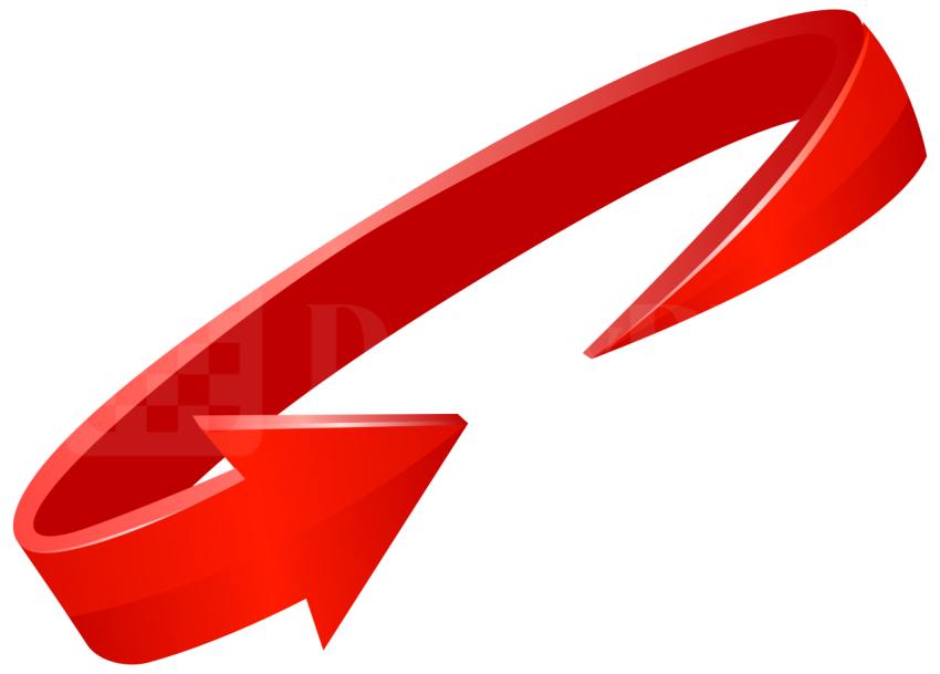 Red Curved 3D Circular Arrow PNG – Free Download