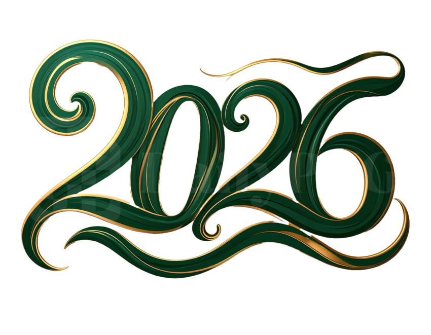 2026 Elegant Green Gold PNG Transparent