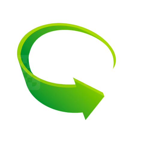 3D Curved Arrow Right PNG – Green Gradient