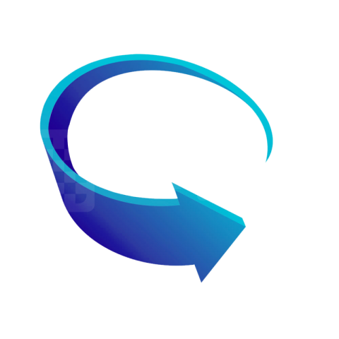 3D Curved Arrow Right PNG – Blue Gradient Graphic