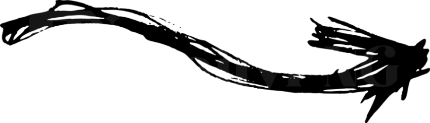 Hand Drawn Curved Right Arrow PNG – Black Sketch