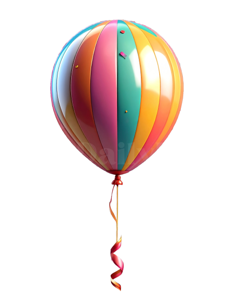 Colorful Striped Balloon PNG