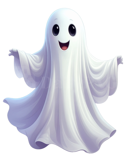 Cheerful Ghost PNG for Halloween
