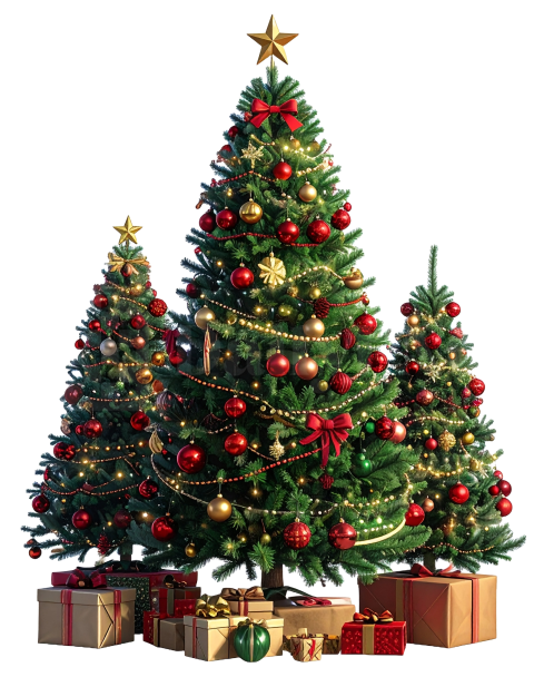 Group of Christmas Trees PNG