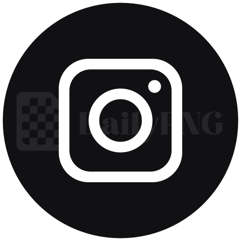 balck and white Instagram Circle Logo PNG Download