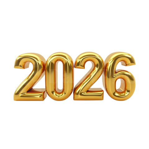 Golden 2026 Shining Text PNG – Free Download
