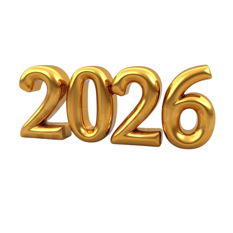 Shiny Golden 2026 Text PNG – High Quality