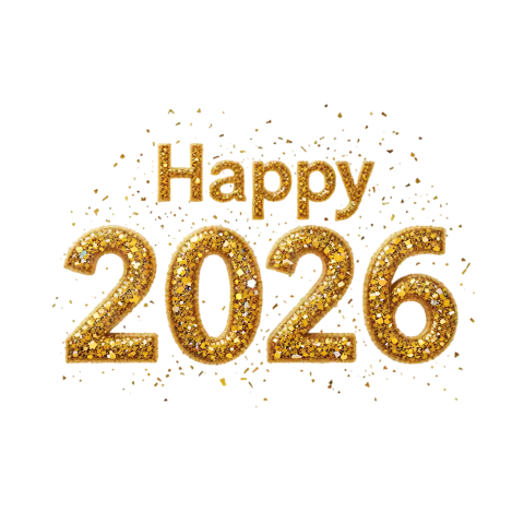 Golden Happy new year 2026 text