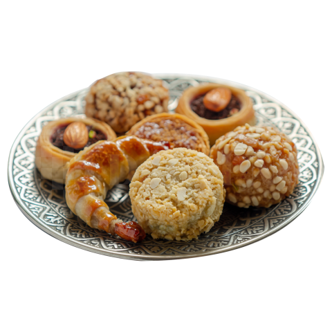 Assorted Moroccan Pastries Plate Isolated PNG