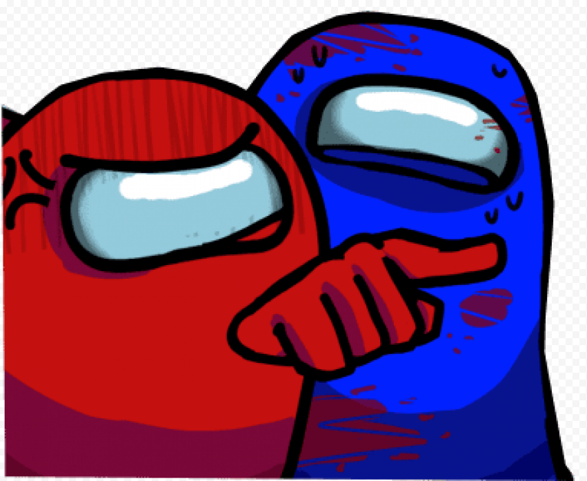 Red and blue character among us
