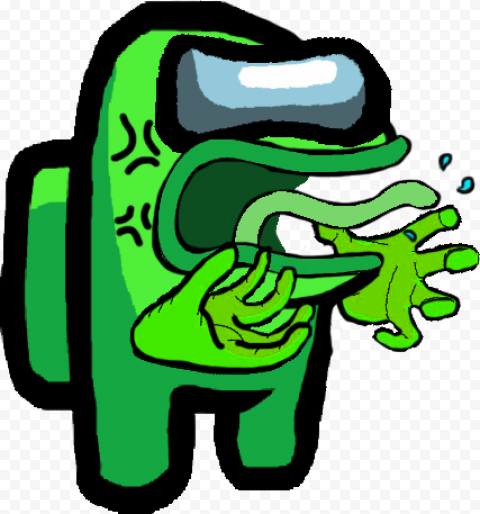 Green among us with angry face