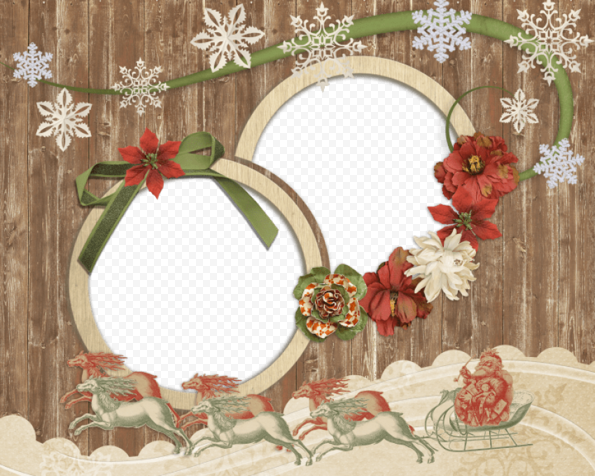 Antique Wooden Christmas Photo Frame