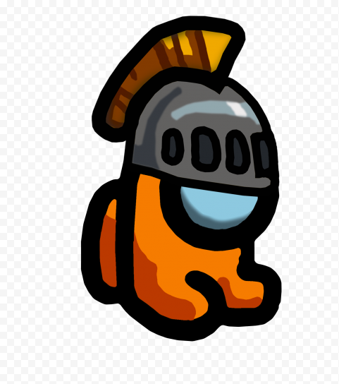 Clipart Orange Among Us Mini Crewmate Character Baby Knight Helmet PNG 