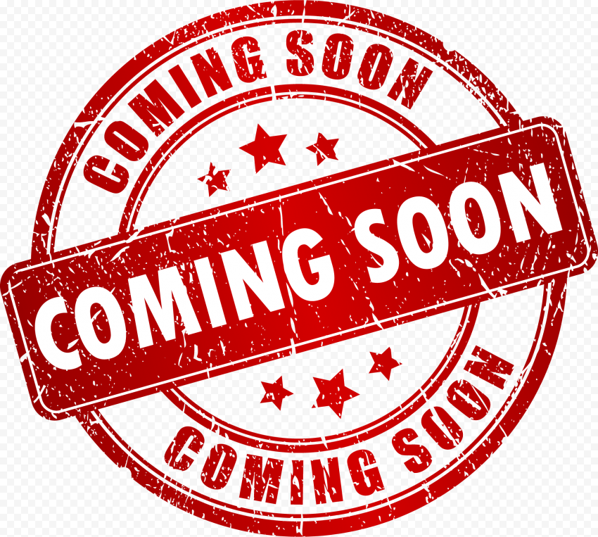 Rubber stamp, Coming Soon, text, label 