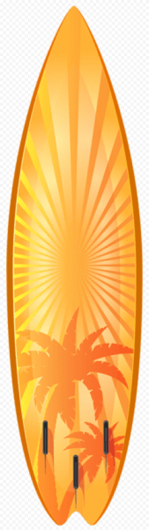 orange surfboard with palm trees transparent