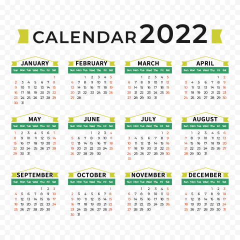 CALENDAR 2022 days green pattern decoration