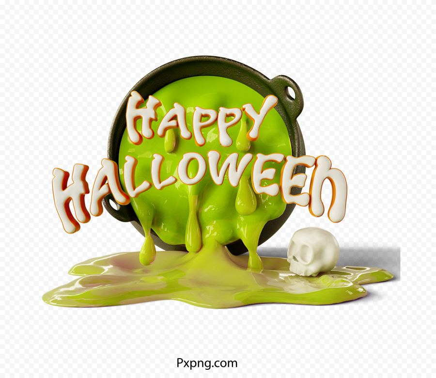 Green Happy Halloween 3d Character PNG