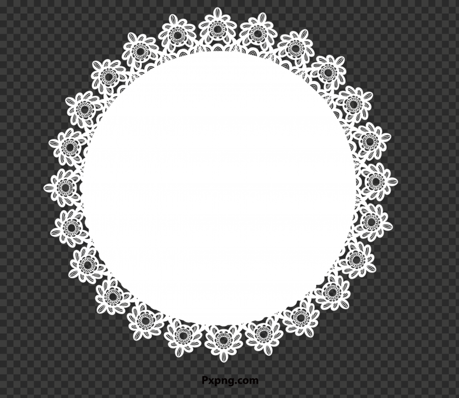 HD white circle Beautiful pattern lace border PNG