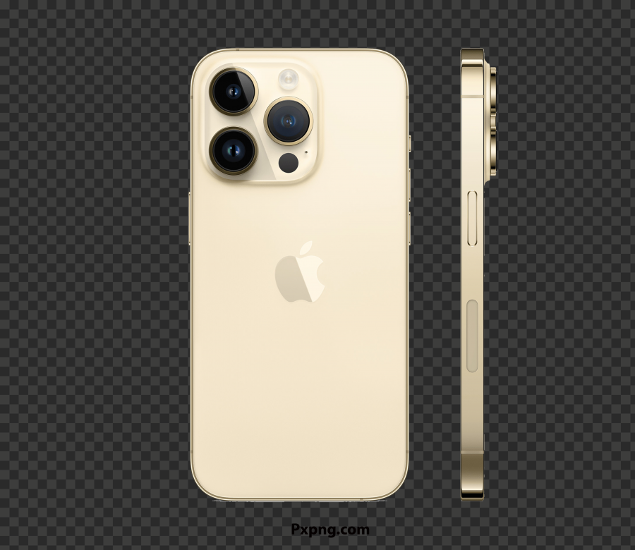 3D iPhone 14 Pro  Or Pro Max Gold Transparent Background