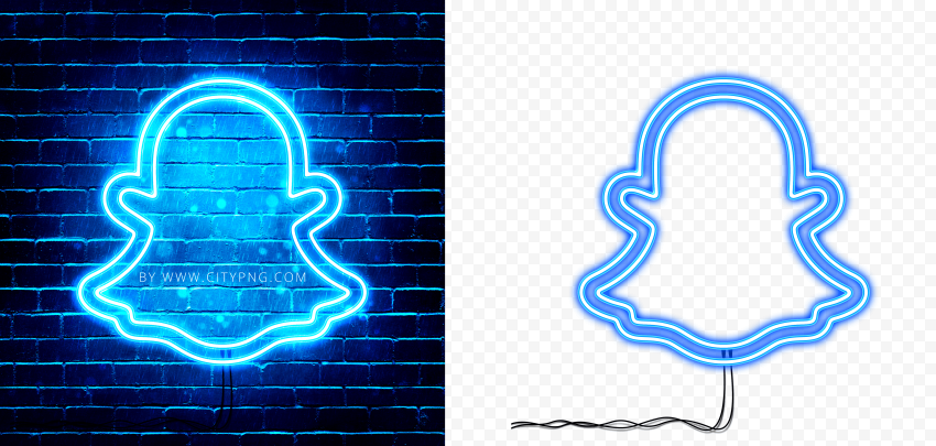 HD Snapchat Blue Neon Glowing Logo PNG