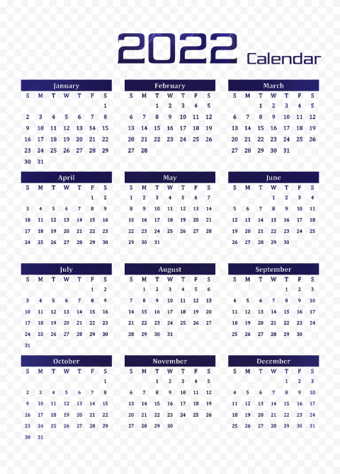 Vector Calendar 2022 PNG Image