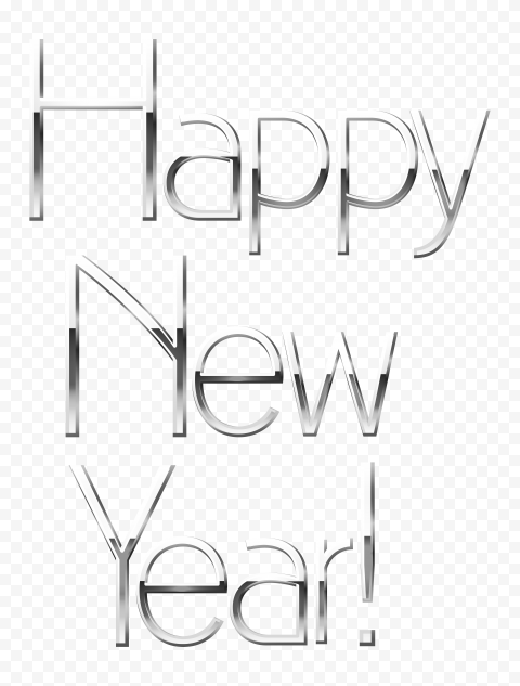 Silver Metal Happy New Year Text PNG IMG