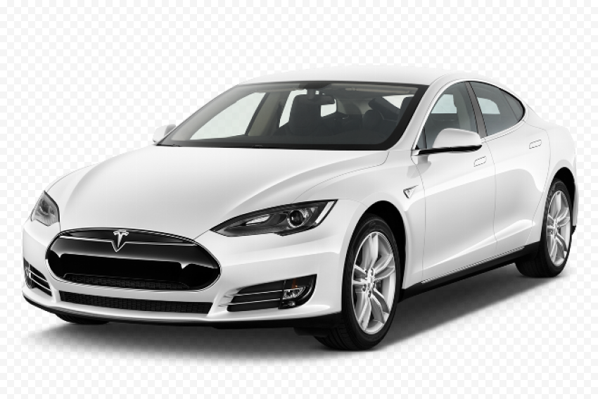 White Tesla Car PNG Free Download