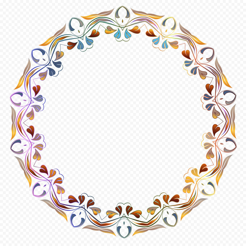 Botanical Floral Circle Border Frame PNG Image