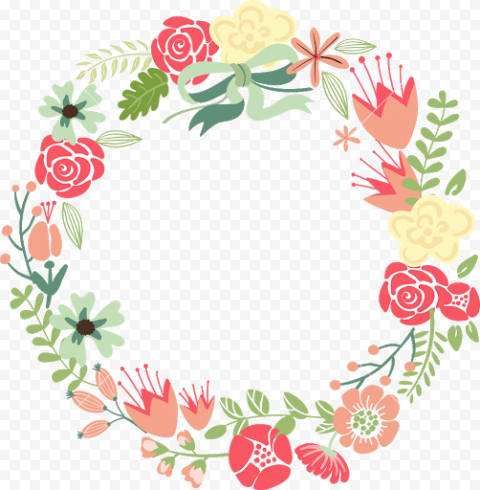 Pink Floral Circle Border Frame PNG Clipart