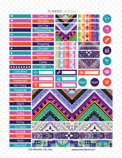 Sticker Post it Note Calendar Personal organizer Postage Stamps, Planner stickers, purple, text, rectangle