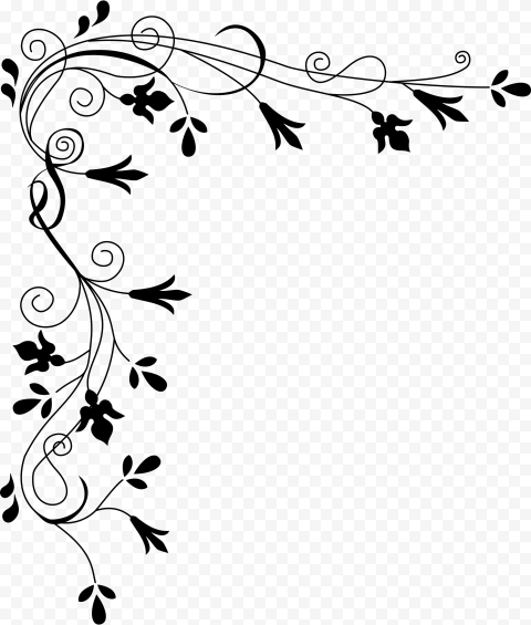Flower Black and white, Corner Border, angle, white, text