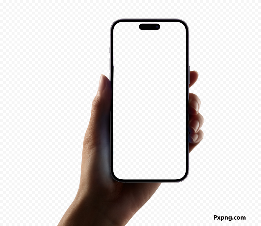 HD Iphone Mockup Landscape 14 With Hand  3D PNG