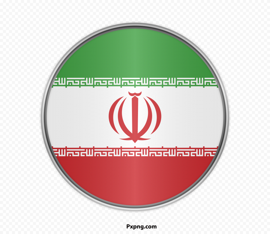 HD Iran Round Flag With Silver Borders PNG