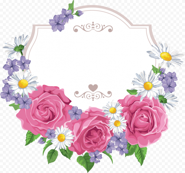 Flower Cartoon Greeting card, Flower Border, border, frame, flower Arranging