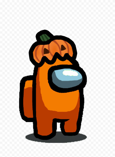 Clipart Orange Among Us Character With Pumpkin Hat Halloween PNG 