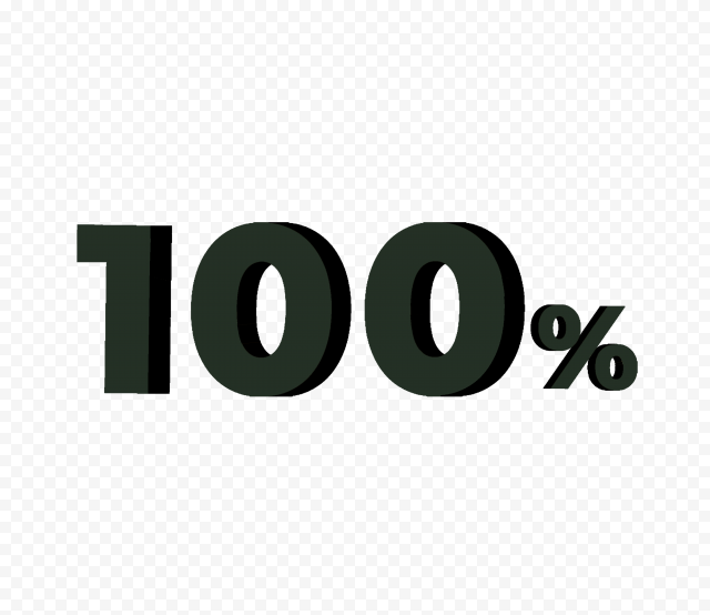 100% Black 3D HD One Hundred Percent Text PNG