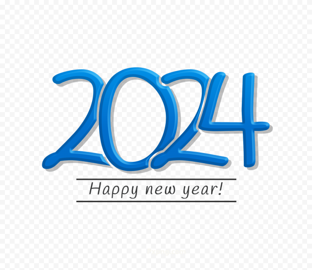 HD Blue 2024 Text Numbers PNG