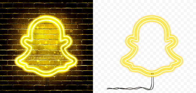 HD Snapchat Yellow Neon Glowing Logo PNG FREE