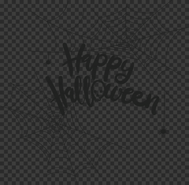 Download Black Happy Halloween With Web Spider PNG