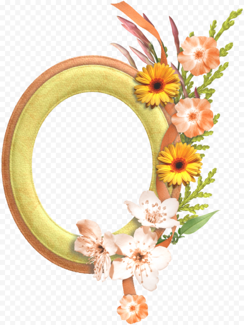 Gold Oval Flower Border Frame Transparent PNG