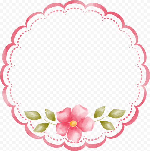 Pink Floral Circle Border PNG Clipart