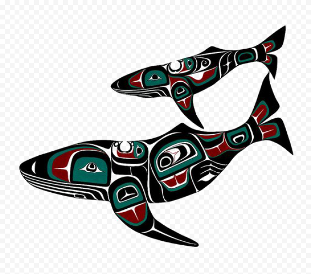 Indigenous peoples of the Pacific Northwest Coast West Coast of the United States Northwest Coast art Haida people, Pattern whale, animals, geometric Pattern, retro Pattern