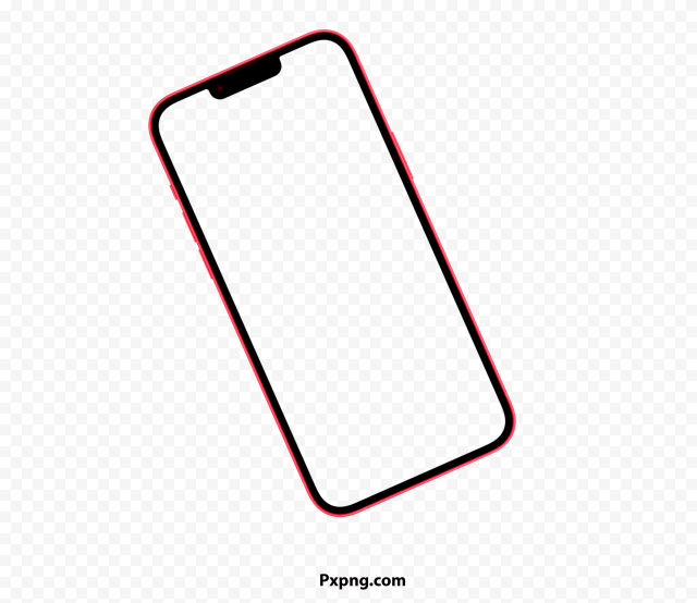 HD iPhone 14 Red Landscape Mockup Transparent Background